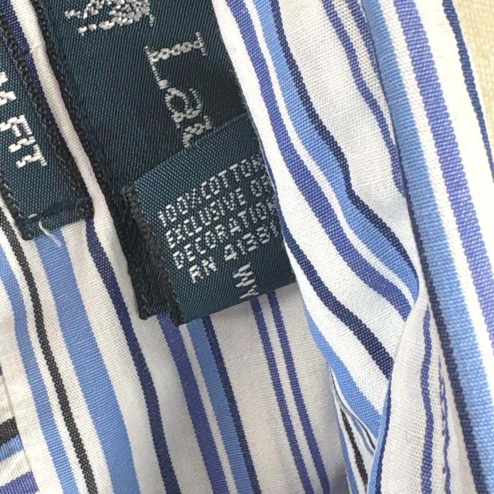 Ralph Lauren Mens XXL Custom Fit Short Sleeve Button‎ Down Blue White Stripe - Picture 7 of 7